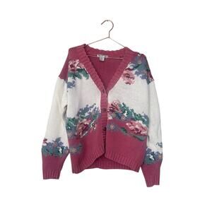 Vintage Gina Peters Floral Pastel Cardigan - Size Medium